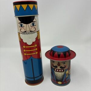 1984 AVON NUTCRACKER 8" TIN CHRISTMAS TOYLAND CANDIES Vintage Empty Tin Lot